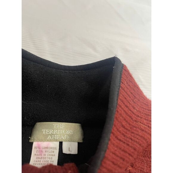 The Territory Ahead Men’s Red Maroon Lambswool 1/4 Vest Size Large 80% Lambswoo - Picture 3 of 6